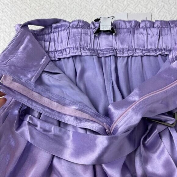 Brand New Sabina Musayev Women's Small Lilac Purple James Shorts Belted Satin - Picture 10 of 16